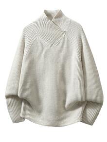 Manfinity CasualKnits Men's Ribbed Cross Neckline Fashion Long Sleeve Sweater - Apricot - View 1