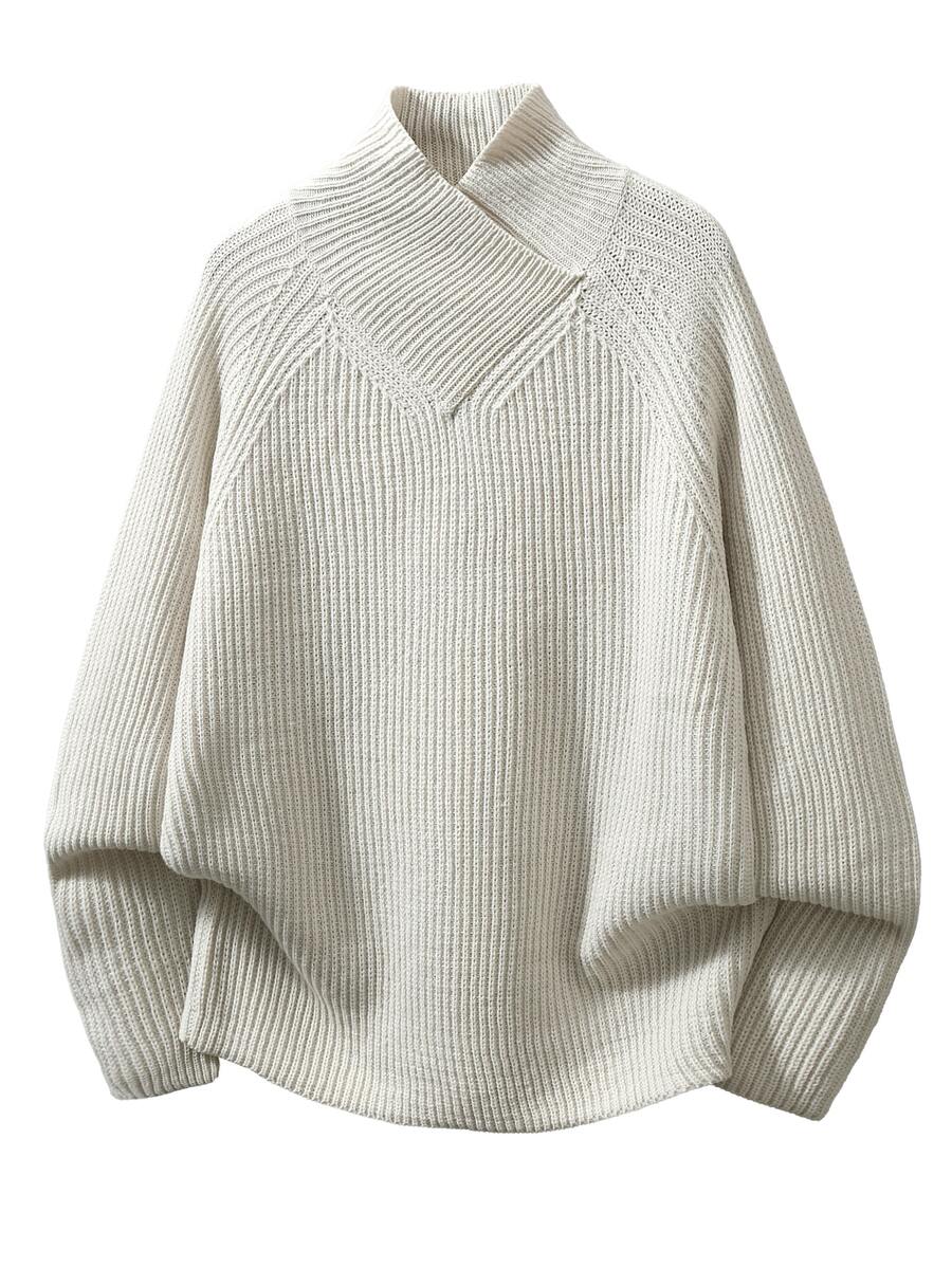 Manfinity CasualKnits Men's Ribbed Cross Neckline Fashion Long Sleeve Sweater - Apricot - View 1