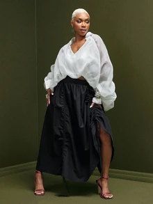 Vixey Convertible Drawcord Balloon Skirt, Event Dressing, Going Out Outfit, Holiday - Black - View 4