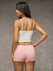 Esseday Women's Solid Color Elastic Waist Casual Boxer Shorts Set - Multicolor - View 2