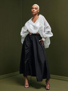 Vixey Convertible Drawcord Balloon Skirt, Event Dressing, Going Out Outfit, Holiday - Black - View 3