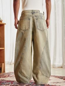 SWAVVY Men's Woven Fashion Casual Loose Long Pants - Blue - View 2