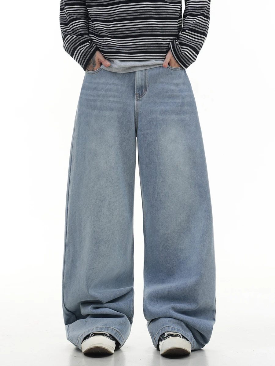 QuarKem Korean Style Classic Minimalist Men's Washed Denim Jeans Casual Comfortable Fashion Versatile Long Pants