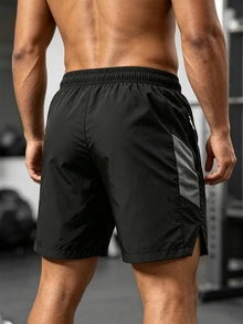 Men's Spider Print Zipper Pocket Sports Shorts - Black - View 2