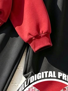 女童 2 件套運動衫與長褲套裝，紅色蝴蝶結圖案休閒套裝，秋冬新款寬鬆落肩長袖上衣 + 鬆緊腰寬腿運動長褲，時尚百搭日常穿著運動套裝，適合前青春期女孩，簡約甜美風格，適用於聖誕節與萬聖節 - 彩色 - 查看 5