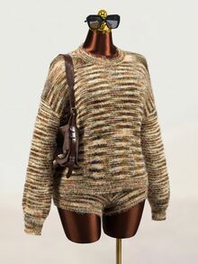 Mistrie Autumn/Winter Fashion Crew Neck Long Sleeve 2 Pieces Sweater Set - Multicolor - View 6