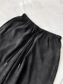 Attitoon Plus Size Women's Casual Low Waist Straight Leg Sweatpants, Suitable For Autumn/Winter, Washed, Streetwear, Y2K Fall - Black - View 6