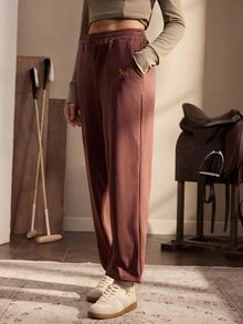 Nima Coro Women's Solid Color Pocket Casual Daily Wear Sweatpants - Mocha Brown - View 3