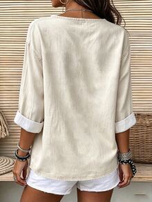 Breezaya Women's Solid Color Casual Versatile Daily Wear Shirt - Apricot - View 2