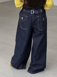 Dazy Kids Tween Girl Casual Straight Leg Jeans, Autumn/Winter - Dark Wash - View 7
