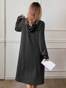 Livesso Women's Solid Color Casual Daily Home Long Sleeve Robe - Dark Grey - View 2