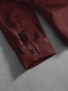 Manfinity Mode Men's Casual Daily Wear, Essential For Outings, Ins Style, Glamorous Party, Street Mature, Loose Fit Shirt - Burgundy - View 4