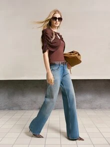 MOTF PREMIUM WOMEN'S SOLID COLOR PLEATED CASUAL VERSATILE DAILY WEAR T-SHIRT - Mocha Brown - View 7