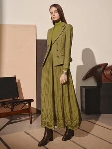 MOTF PREMIUM WOMEN'S SOLID COLOR CASUAL VERSATILE COMMUTE TRAVEL BLAZER JACKET - Olive Green - View 5