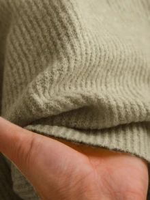 Lounesse 大尺碼休閒拼色千鳥格飾邊V領套頭毛衣，秋季母親節冬季休閒款 - 薄荷綠 - 查看 8