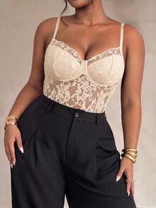 Firerie Plus Size Sexy Lace Camisole For Women - Apricot - View 2