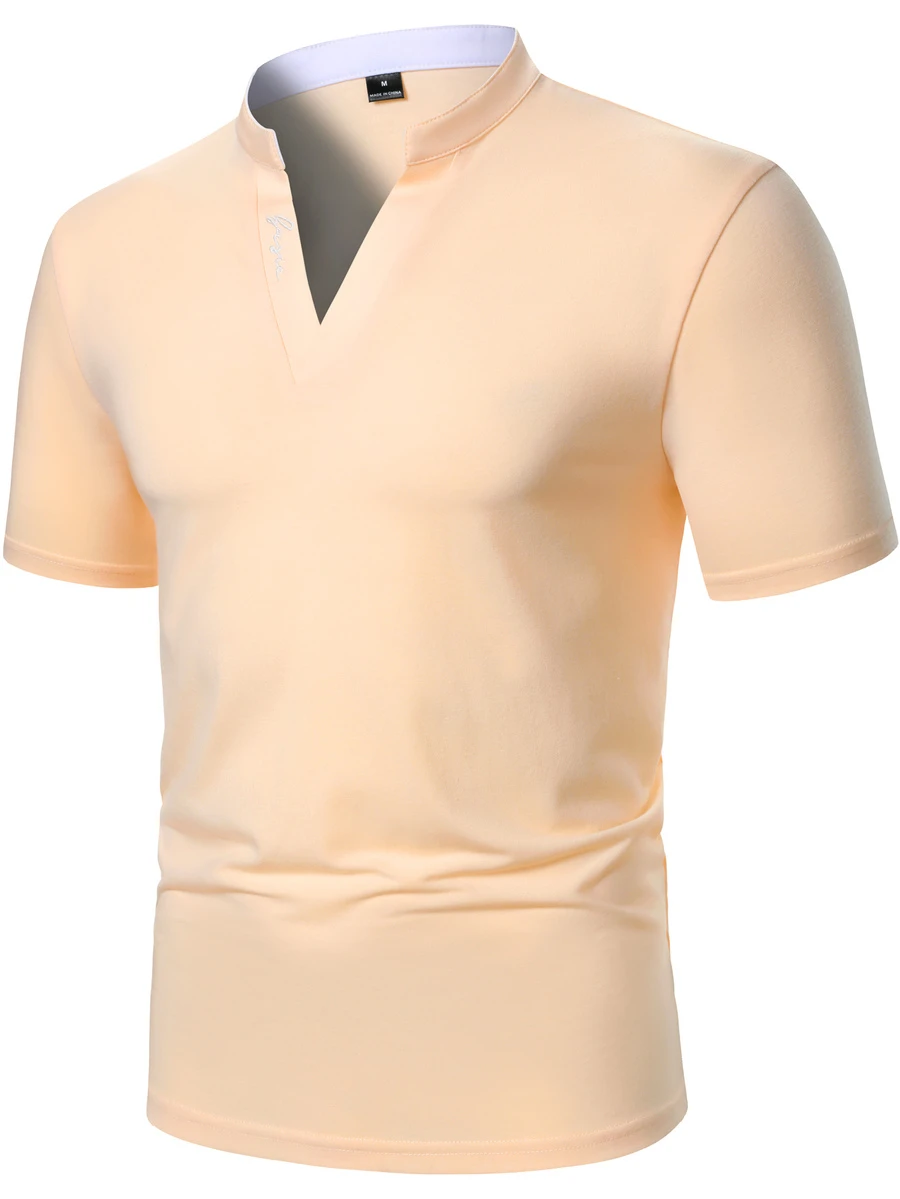 Manfinity Homme 男士純色休閒百搭日常短袖 Polo 衫 - 卡其色 - 查看 1