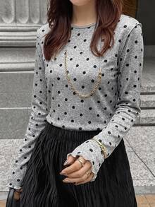 FRIFUL Women's Mesh Mock Neck Sheer Layering T-Shirt Top, Autumn - Grey - View 4