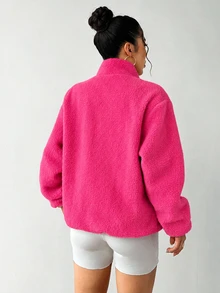 Exploreva Exploreva Women's Colorblock Zipper Casual Versatile Daily Travel Sports Jacket - Red and White - View 2