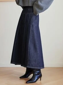 Dazy-Less Women's Fashion Versatile Daily Casual Denim Skirt - Dark Wash - View 2