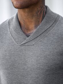 Manfinity CasualCool Men's Textured Knit Pullover Sweater, Business Casual Solid Color Minimalist Knitwear - Grey - View 3