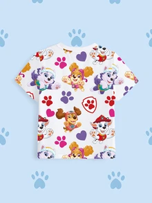 SHEIN | PAW Patrol 女童卡通印花短袖時尚T恤 - 白色 - 查看 8