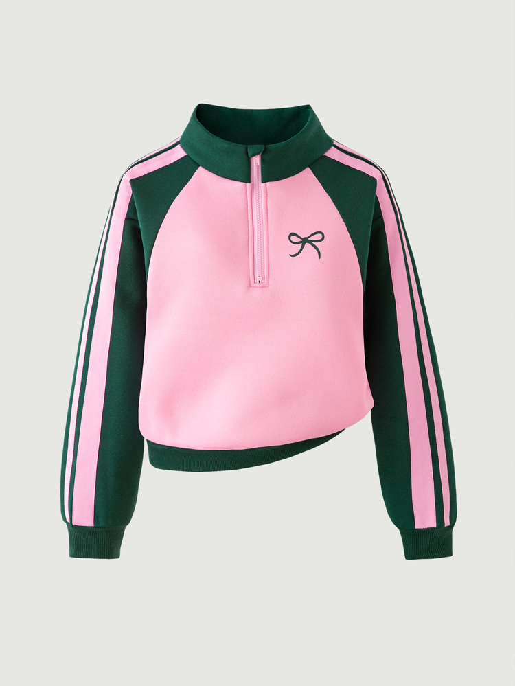 SHEIN Girls' Casual 2 Pieces Set, New York Letter Print Stand Collar Sweatshirt And Shorts, Warm Campus Outfit, Suitable For Daily Wear, School, Commuting, Outings, Walking, Shopping, Travel, Can Be Paired With Jacket, Vest, Padded Coat - Dark Green - View 4