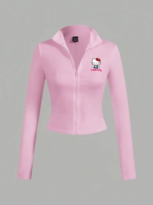 HELLO KITTY AND FRIENDS | SHEIN SHEIN EZwear 3件組女款休閒長袖T恤，字母印花與拉鍊門襟設計 - 彩色 - 查看 11