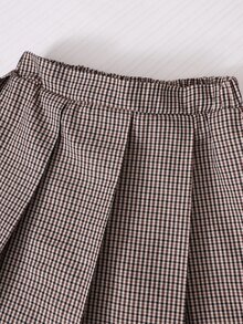 SHEIN 女童百褶高腰裙褲，內建短褲，2合1裙褲，海軍藍，夏季，休閒，網球，返校季，四季百搭 - 彩色 - 查看 3