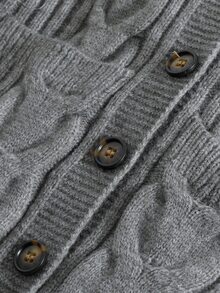 Sweetra Autumn/Winter New Plus Size Women's Cable Knit Long Sleeve Single-Breasted Cardigan - Grey - View 3