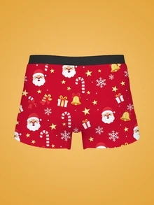 Notgurli 1/3/6pcs Men's Square Boxer Briefs Random Print Fashion Christmas Atmosphere - Multicolor - View 2