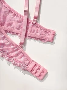 PetitDoll 1pc Pink Underwire Lace Bra, Sexy Style For Women - Pink - View 5