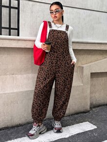 Solflare Plus Size Fashion Leopard Print Pocket Jumpsuit - Multicolor - View 4
