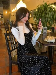 DAZY Women's Hooded Fleece Casual Mid-Length Dress - Black - View 10