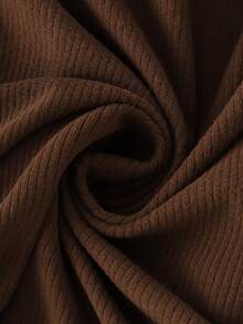 Zayélia Women's Brown Knitted Striped Long Sleeve Hollow Back Bow Decor T-Shirt - Coffee Brown - View 7