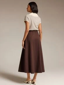 COSMINA Women's Casual Elegant Commuter Pleated Houndstooth Short Skirt - Brown - View 2