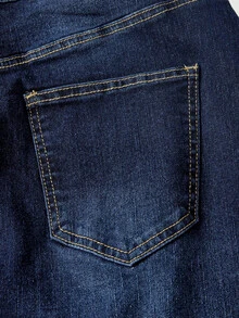 EMERY ROSE Plus Size Women's Casual Daily Denim Skirt With Pockets And Buttons - Blue - View 4