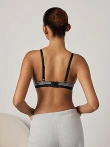 Ocili 女款格紋撞色休閒日常細肩帶內衣 - 黑與白 - 查看 7