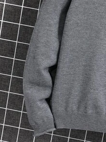 SHEIN Teen Boys' Casual Comfortable Versatile Turtleneck Sweater - Grey - View 4
