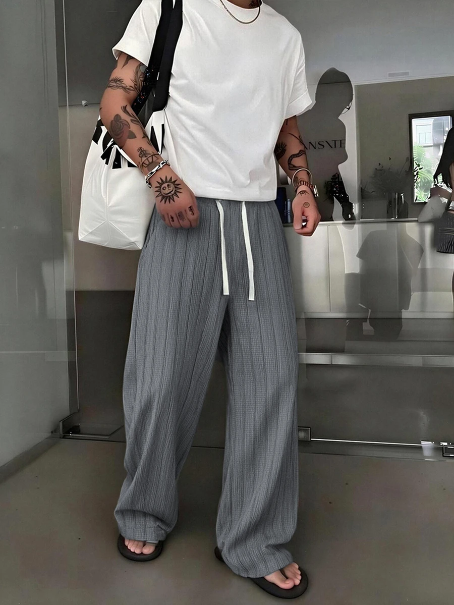 STEELVANCE 男士抽繩腰休閒運動長褲 - 灰色 - 查看 1