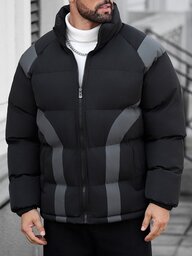 Manfinity Homme Erkek Kontrast Renkli Fermuarlı Günlük Çok Amaçlı Kışlık Kapitone Mont