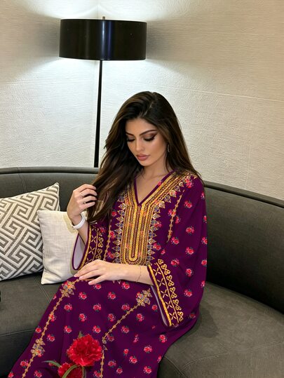Lacomfia Vestido elegante de mujer con cuello en V, manga larga y estampado floral rojo, se puede usar como prenda exterior o como vestido de trabajo en capas, adecuado para citas, vacaciones, uso diario, casual, fiestas, atuendos de vacaciones, vestido, vestido largo de mujer para primavera/verano, vestido largo floral vintage, vestido con estampado floral fresco, vestido con pequeñas flores negras