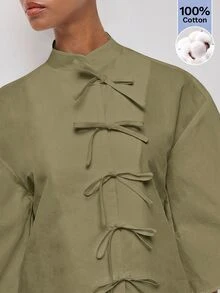 Maija Women's Solid Color Casual Versatile Daily Wear Shirt - Army Green - View 9