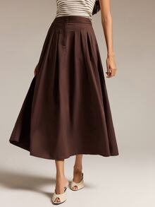 COSMINA Women's Casual Elegant Commuter Pleated Houndstooth Short Skirt - Brown - View 5
