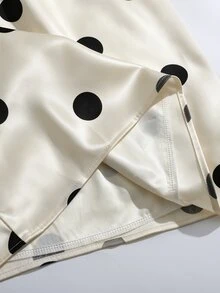SHEIN LUNE Short Sleeve Black White Polka Dot Elegant French Vintage Vacation Casual Dress Brunch Tea Party - Multicolor - View 7