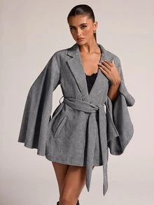 SHEIN BAE 女款時尚街頭風長袖夾克外套，附口袋 - 黑與白 - 查看 5