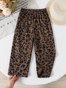 SHEIN 少女編織燈芯絨純色寬鬆休閒長褲 - 彩色 - 查看 1