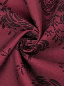 Fairmaia German Traditional Plus Size Women's Floral Print Square Neck Sleeveless Dress - Burgundy - View 7
