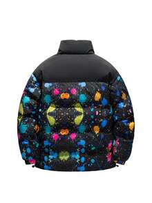 Manfinity Homme Men's Splatter Print Long Sleeve Zip-Up Casual Winter Jacket - Multicolor - View 2