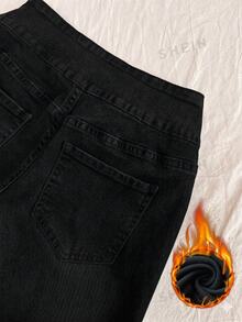 Rivivi Plus Size Women's Fashion Casual Y2K Style Flare Jeans - Black - View 6